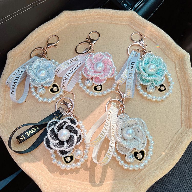 Koreanesch Versioun Pärel Element Camellia Keychain Sak Unhänger kreativ onofhängeg entworf Wueren_voghion.com