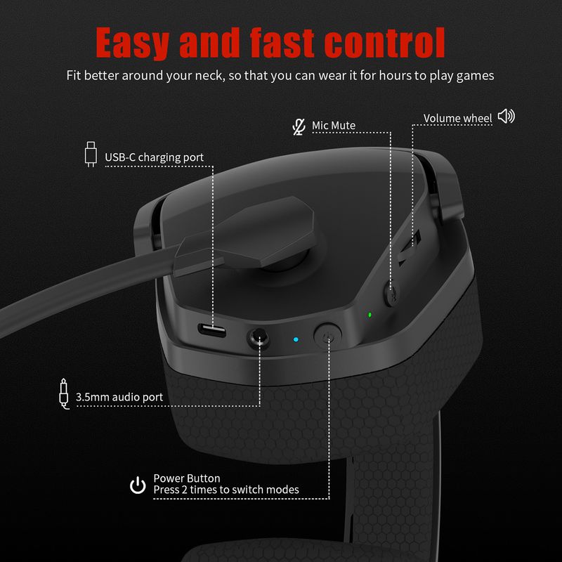 NUBWO G06 2.4G Dual Wireless Headset 5ms Low Latency 7.1 Surround ENC Mic For PC PS4 PS5 Gaming Bluetooth Headphones_voghion.com