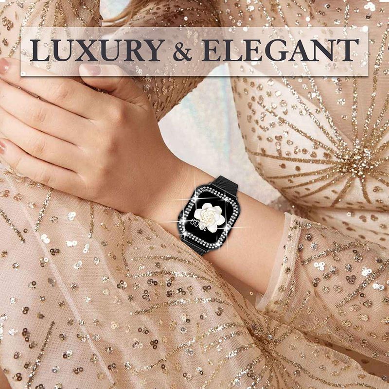 Diamantboett + metallarmband för iWatch-band Ultra 2, rostfritt stålarmband för iWatch 9 8 7 45 mm 44 mm 40 mm 41 mm serie 6 5 4_voghion.com
