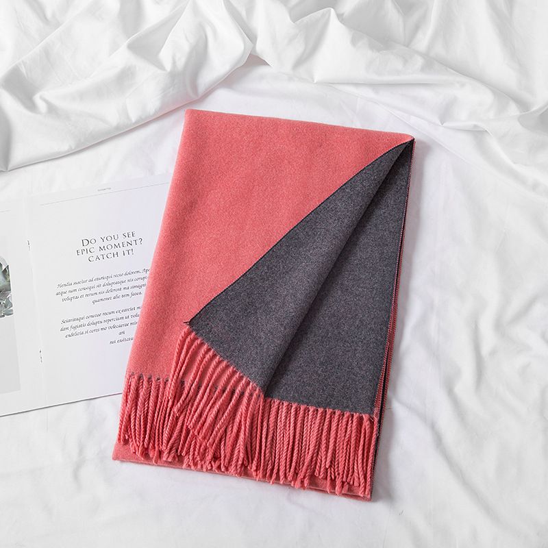 Herbst Winter Neue doppelseitige einfarbige Kaschmir verdickte Quaste Damen zweifarbige warme Schal vielseitig_voghion.com