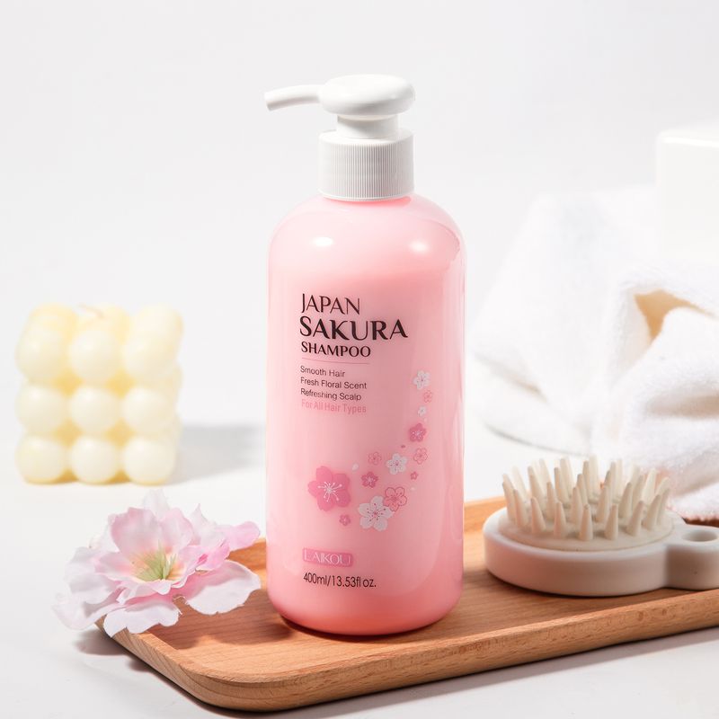 LAIKOU Sakura Shampoo 400ml Grote Fles Reinigt, Verzacht, Houdt Langdurig en Laat Geur Achter_voghion.com