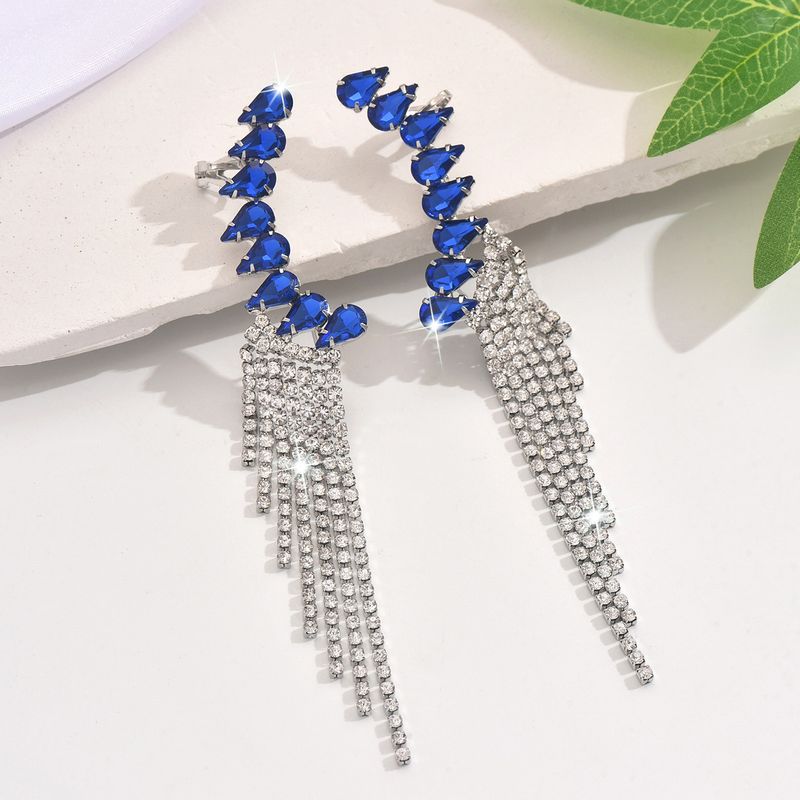 Unisex Earrings Personalized Tassel Earrings Fashionable Temperament Super Flash Diamond Claw Chain Earrings_voghion.com