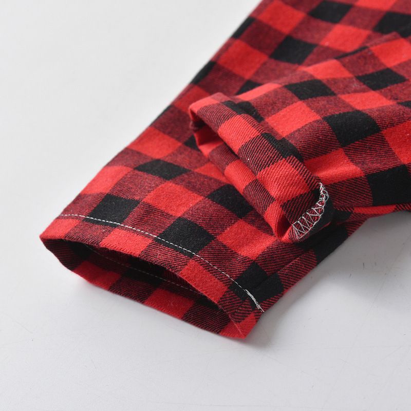 Ropa para niños Conjunto de pijamas para niños y niñas, ropa de casa a cuadros, ropa interior clásica cómoda, conjunto de dos piezas para niños_voghion.com
