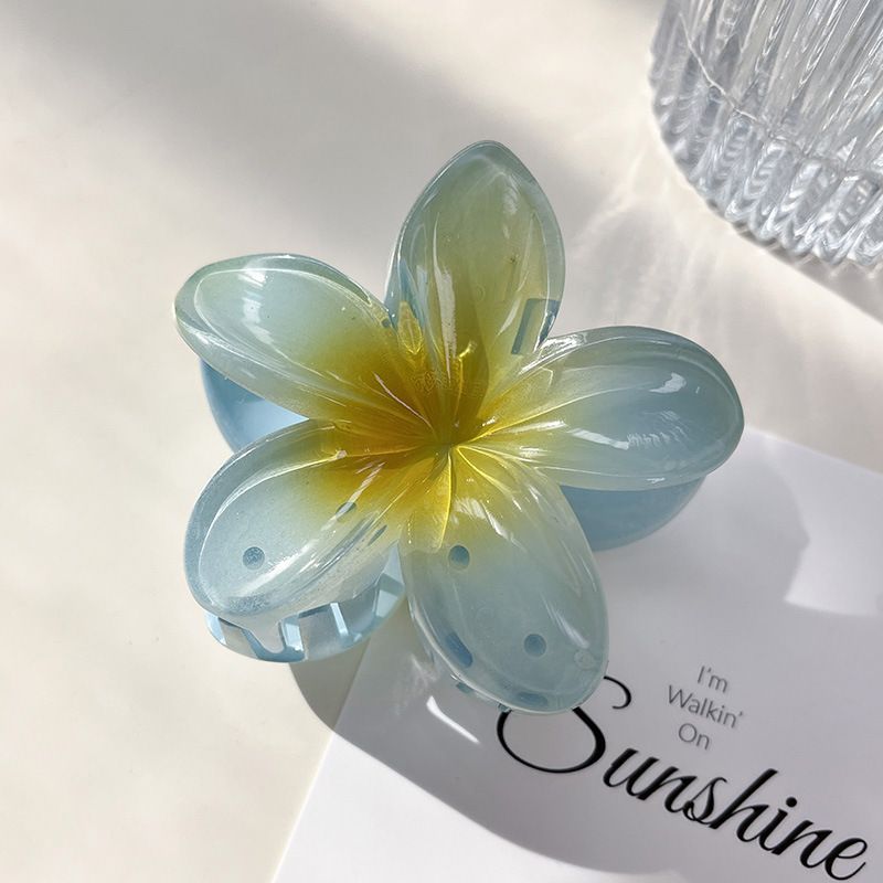 Clip per capelli unisex in stile resort, con frangipani e fiori di caramella, per spiaggia e mare, con sfumatura, per la parte posteriore della testa, a forma di squalo_voghion.com