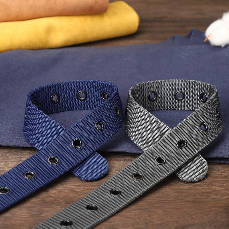 HOT Perforated canvas men's needle buckle student youth Korean version, versatile jeans belt, military training, extende_voghion.com