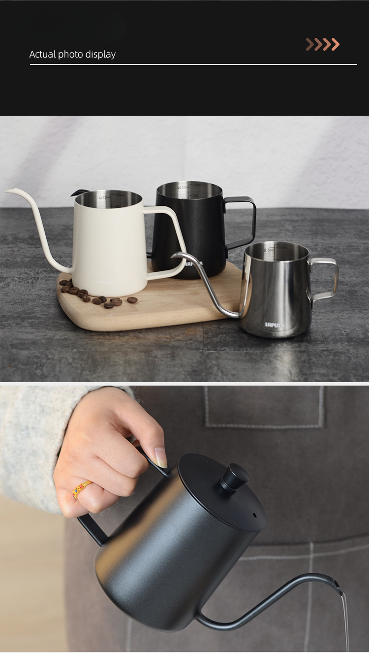 Caffettiera a beccuccio lungo per uso domestico, in acciaio inossidabile 304, con bocca stretta e orecchio appeso, per preparare il caffè a mano_voghion.com