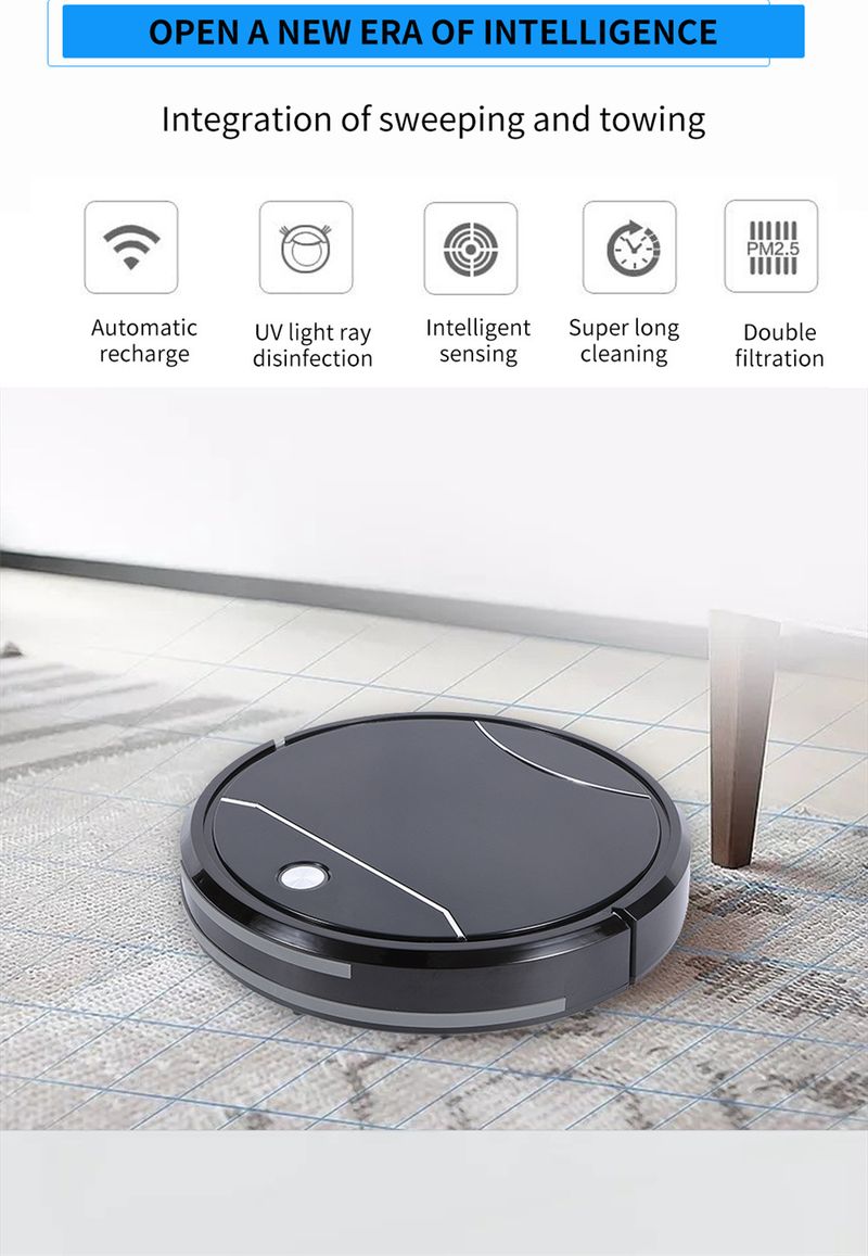 Vemeijieshi Recharge Smart Home Staubsauger und Mopp Integrierter, geräuschloser, vollautomatischer Bodenreinigungsroboter_voghion.com