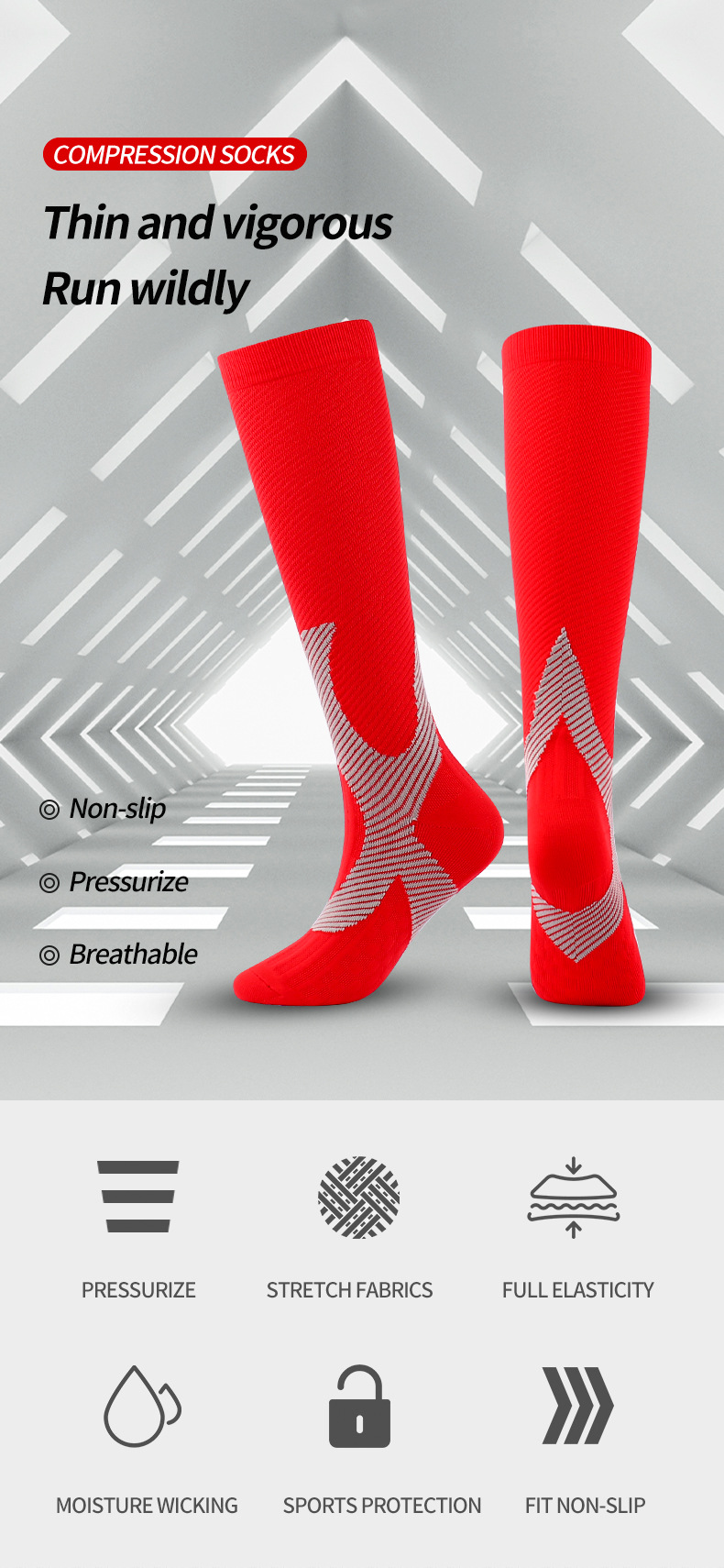 Socks celebrity hot selling nylon compression socks outdoor sports leggings running men and women compression adult socks factory direct sales_voghion.com