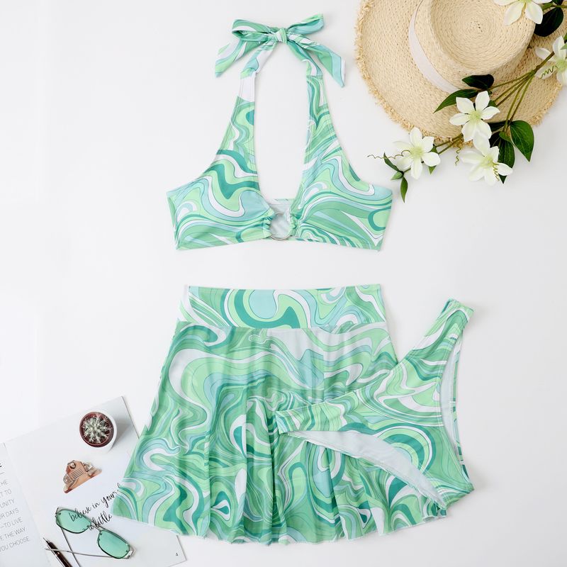Dameskleding Nieuwe sexy bikini Damesbadpak Bikini Gaasrok Driedelig Apart Damesbadpak_voghion.com