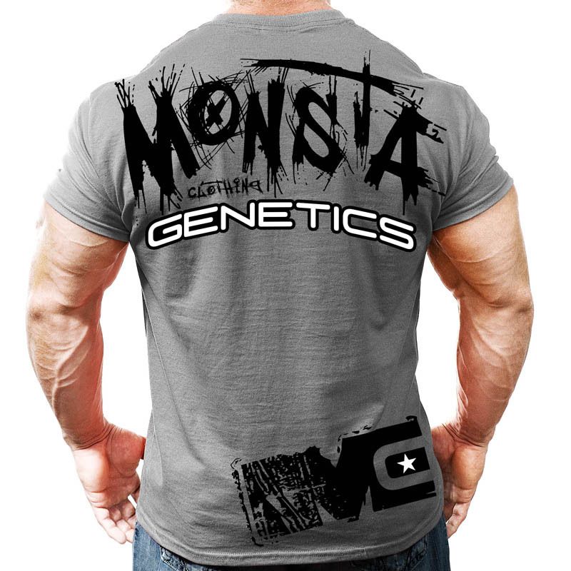 Muscle Exercise Fitness Brother Men's Sports Running Leisure Personality Large Printed Cotton Elastic Large Short Sleeve_voghion.com