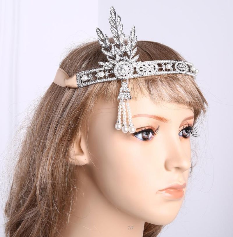 Incredibili gioielli Gatsby Stesso stile Corona Sposa Ornamento per capelli con perle femminili_voghion.com