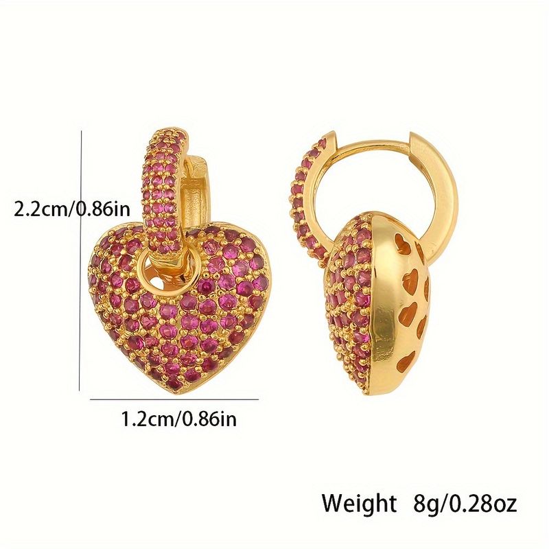 Orecchini a forma di cuore con zirconi, stile retrò, di lusso leggero, di alta qualità, con fibbia a forma di cuore, per donna_voghion.com