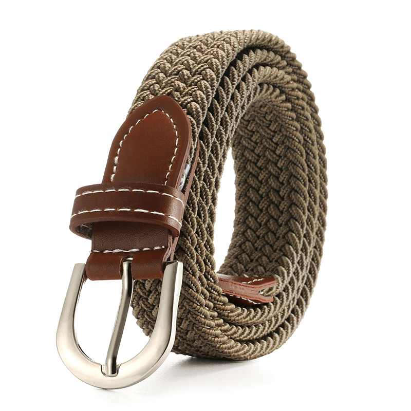 Modischer, perforationsfreier Canvas-einfacher langer kleiner Gürtel für Damen, lässiger, elastischer, geflochtener Gürtel, feiner Gürtel für Damen_voghion.com