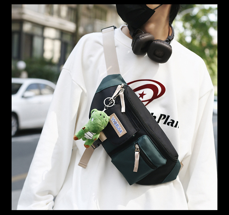 Autumn and winter new men's chest bag, color-blocked fashion student lightweight crossbody bag, Ruiying outdoor sports belt bag_voghion.com
