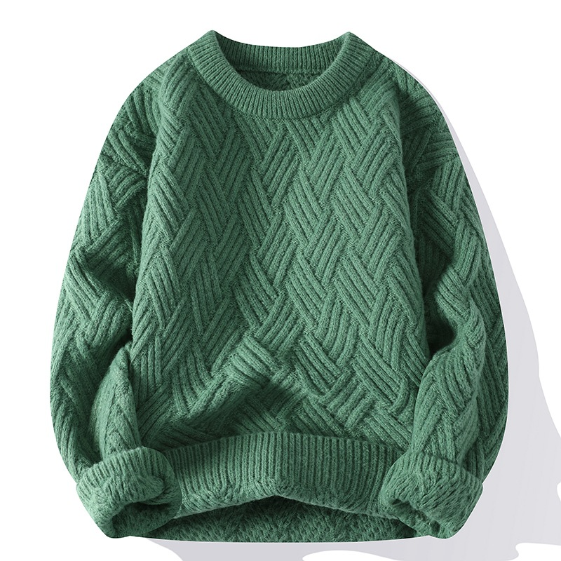 Pull épais pour hommes, vêtements d'automne et d'hiver, nouveau pull épais pour jeunes étudiants, vêtements chauds en tricot simple_voghion.com