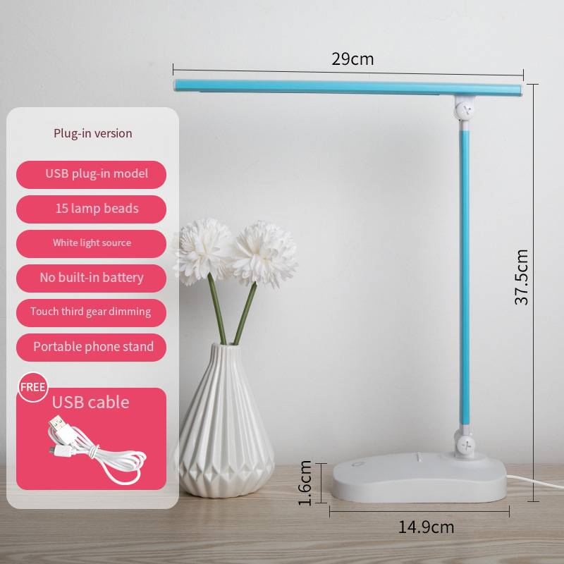 Lampe de bureau pliable à LED pour protection des yeux, chargement USB, gradation tactile, lampe de bureau pour dortoir d'étudiants, lampe de chevet pour chambre à coucher_voghion.com