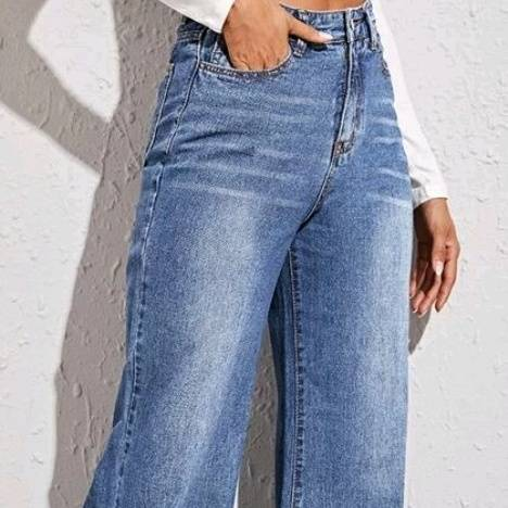 Damenbekleidung Cat Whiskers und Maliu Lockere Jeans mit hoher Taille und weitem Bein_voghion.com