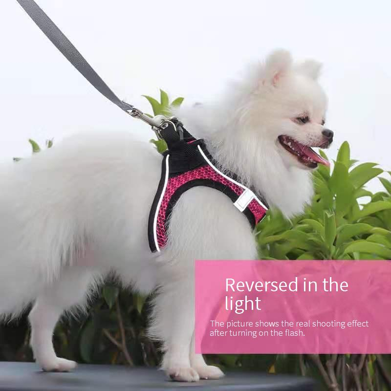 Hondenborstharnas Reflecterend Comfort Vest Stijl Hondenwandellijn Kleine en Middelgrote Honden Mesh Borstharnas Lijn_voghion.com