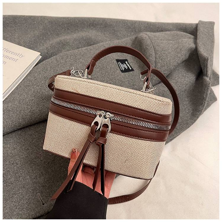 Borse da donna, nuovo design di nicchia, borsa a tracolla in tela retrò con giunzioni, versatile borsa da pendolare, borsa a tracolla, borsa per il pranzo_voghion.com