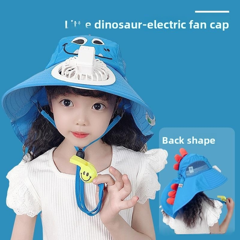 Zomerse verkoelende hoed voor kinderen met USB-oplaadbare ventilator - Zonnehoed met brede rand voor buitenreizen_voghion.com
