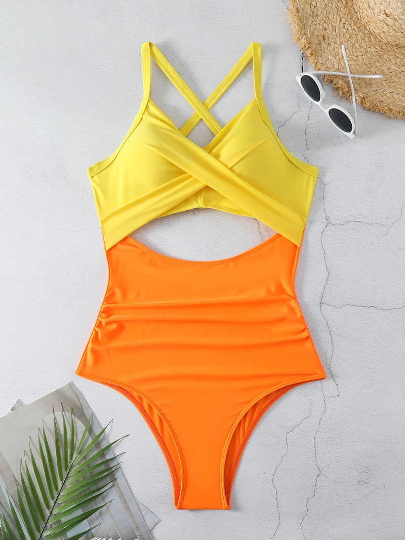 Maillot de bain une pièce pour femme, maillot de bain moulant dos nu, croisé et ajouré_voghion.com