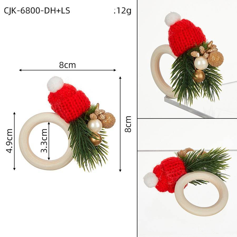 Christmas Mini Scarf, Napkin Buckle, Red Hat, Napkin Ring, Wine Bottle Decoration Ring, Christmas Ornaments_voghion.com
