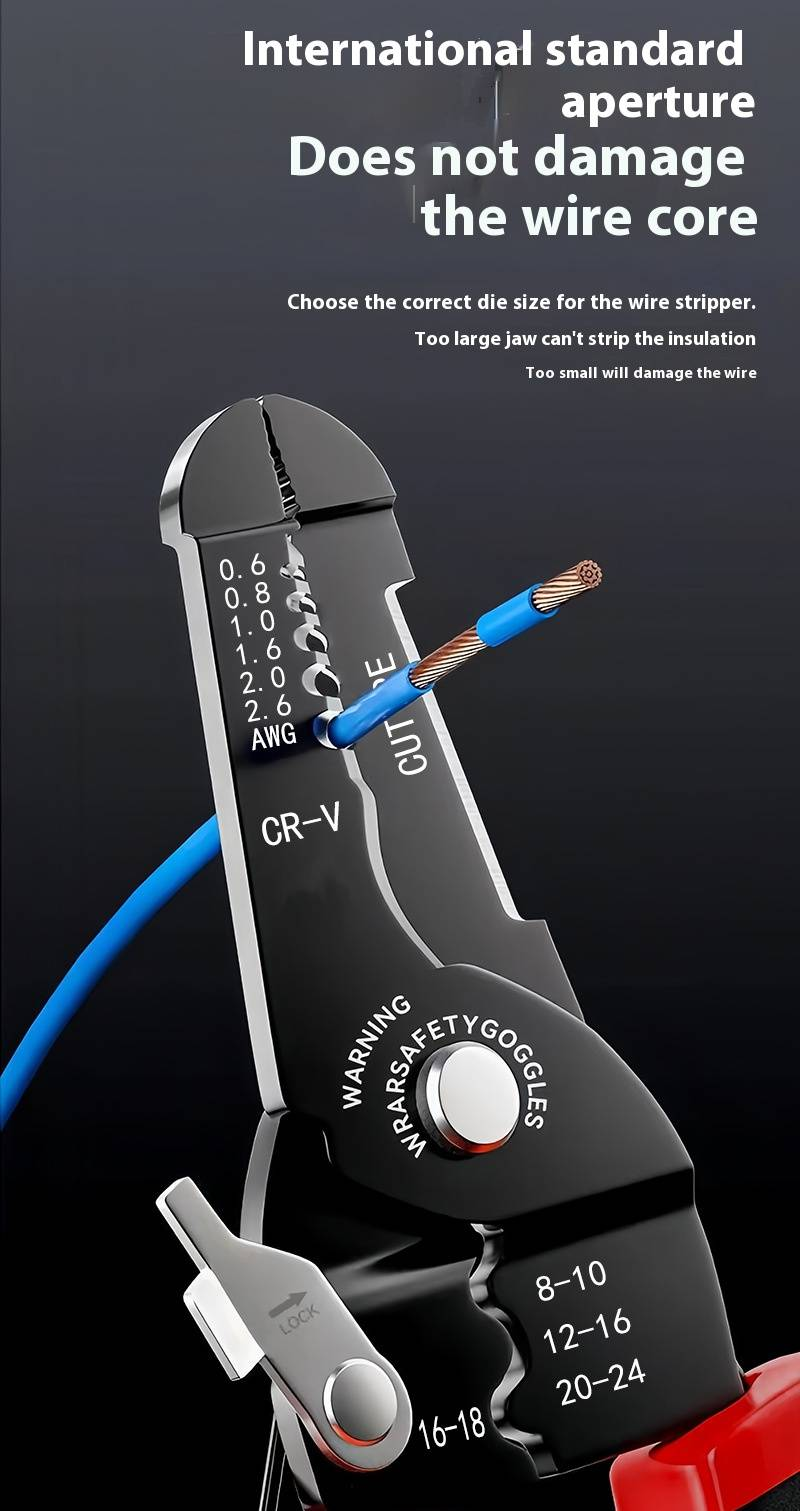 Professional Multi-Function Wire Stripper Cutter - Ergonomic Cable Stripping Tool With Crimping Function For Electricians_voghion.com