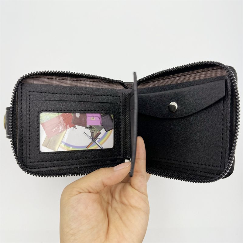 New Men's Short Zipper Coin Purse Copper Buckle Design Wallet Wear-Resistant Polyester_voghion.com