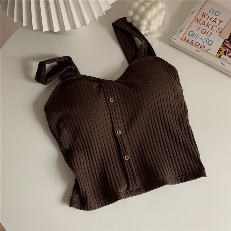 Damenbekleidung Schöner Rücken Kleine Sling Chic Weste Damen Herbst Süße Kühle Dünne Oberbekleidung Neuer Stil Mit Brustpolster Bottoming Top_voghion.com
