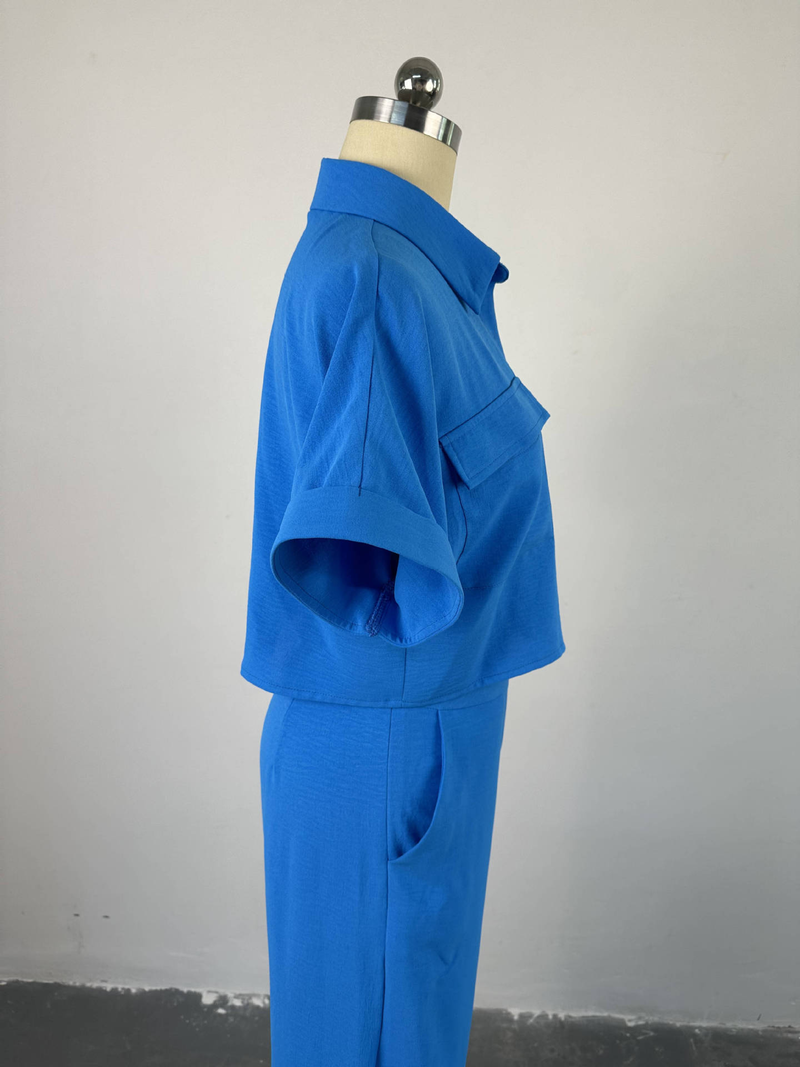 Spot Casual Revers Korte mouwen Overhemden Wijde broeken Modepakken_voghion.com