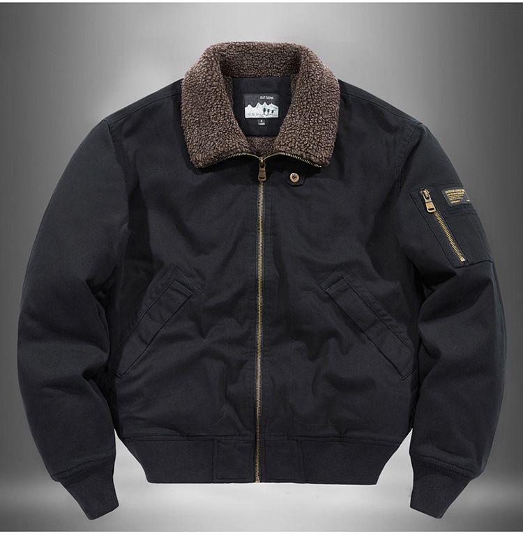 Cappotto invernale in lana d'agnello da uomo, vestibilità ampia, con collo alto, fodera in pile, caldo cotone 6181_voghion.com