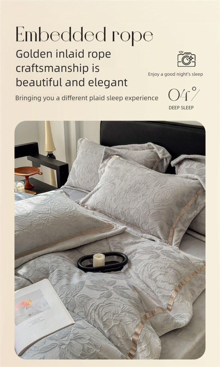 Set da quattro pezzi in velluto di latte ispessito invernale di classe A con trapunta, copripiumino corallo, lenzuolo, biancheria da letto in pile bifacciale 4_voghion.com