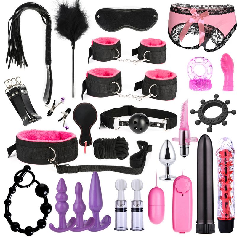 SM Sex Supplies Ensemble de 7, 10, 26 pièces avec combinaison de plug anal pour couple, assistance sexuelle, cheveux instantanés_voghion.com