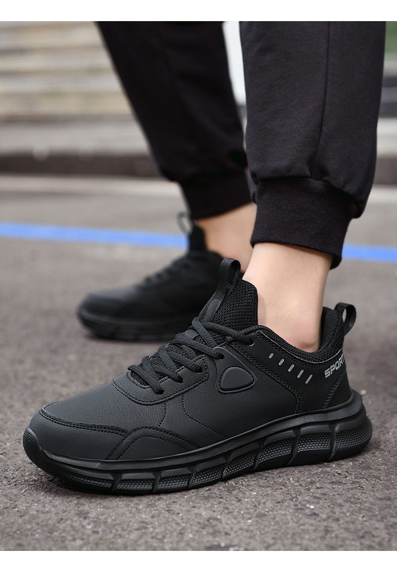 Herrenschuhe Laufschuhe mit Lederoberteil, lässige Sneakers für Studenten, Reiseschuhe mit weicher Sohle für Männer_voghion.com