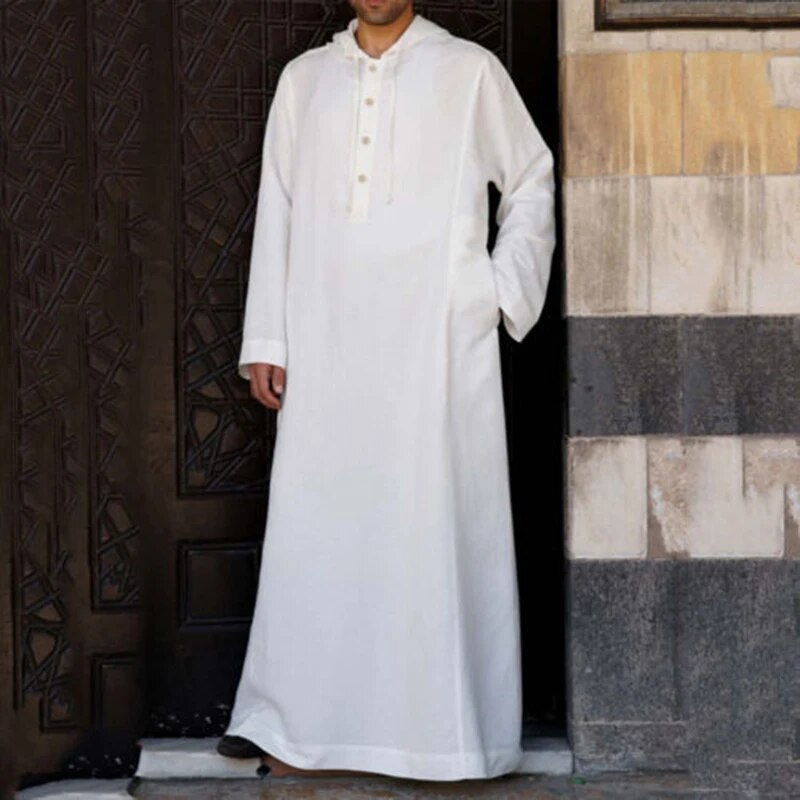 2024 arabisk stil minimalistisk lang hettegenser for menn, muslimsk kappe for menn_voghion.com