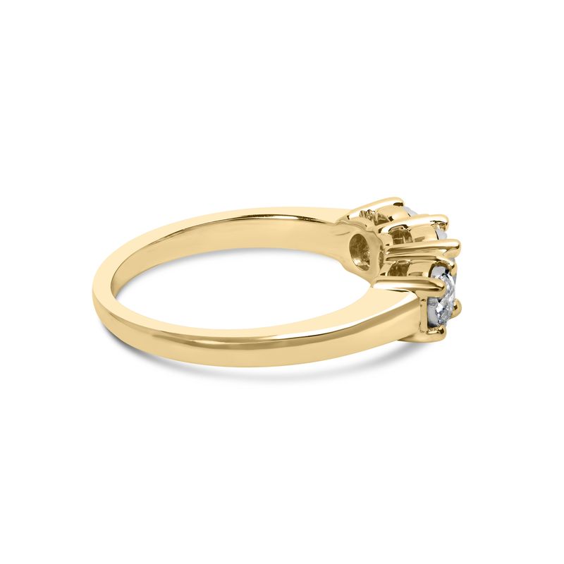 10K Yellow Gold 1/2 Cttw Miracle Set Round Diamond Three Stone Illusion Plate Ring (I-J Color, I2-I3 Clarity)_voghion.com