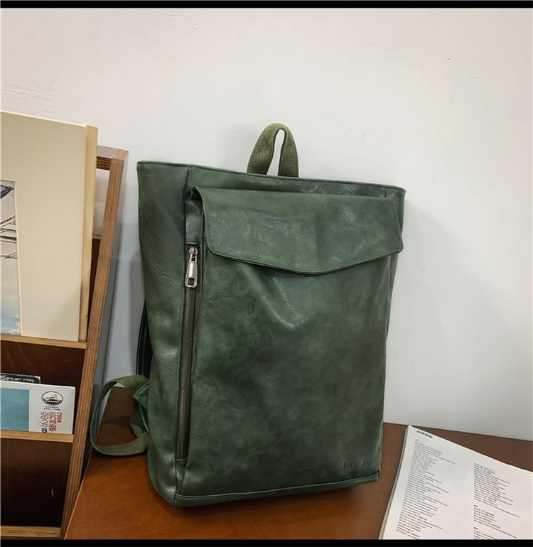 Backpack Men's Backpack Pu Solid Color Motorcycle Men's Large Backpack Travel Travel Daily Commute Large Capacity Backpack_voghion.com