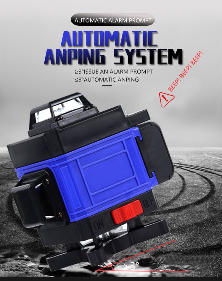 Self-Leveling 12/16-Line Laser Level – High-Precision Cross-Line Leveler With Digital Display, Blue Housing & Non-Slip Tripod_voghion.com