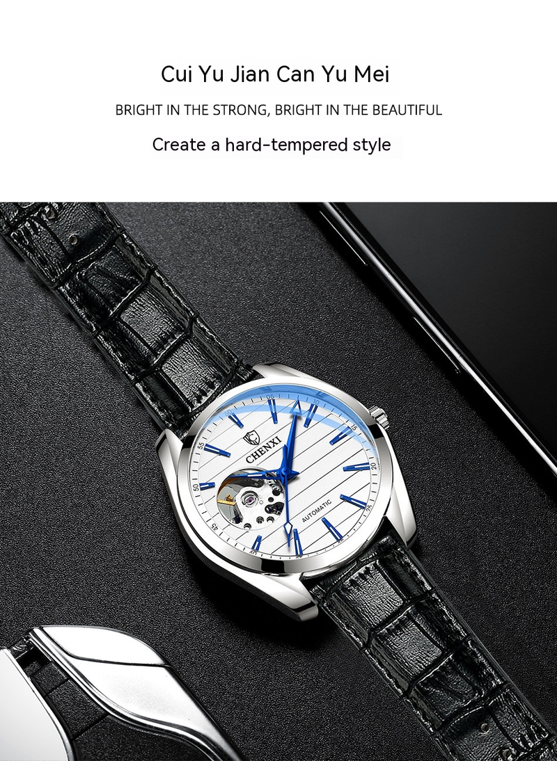 New Best-selling Watch: Dawn Leather Hollowed Out Fully Automatic Mechanical Watch, Men's Luminous Waterproof High-end Mechanical Watch_voghion.com