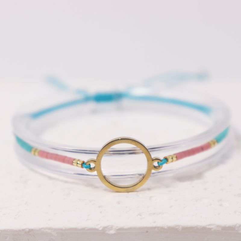 Etnische stijl Boheemse eenvoudige stijl Pentagram ronde hartvorm 304 roestvrij staal glas groothandel trekkoord armbanden_voghion.com