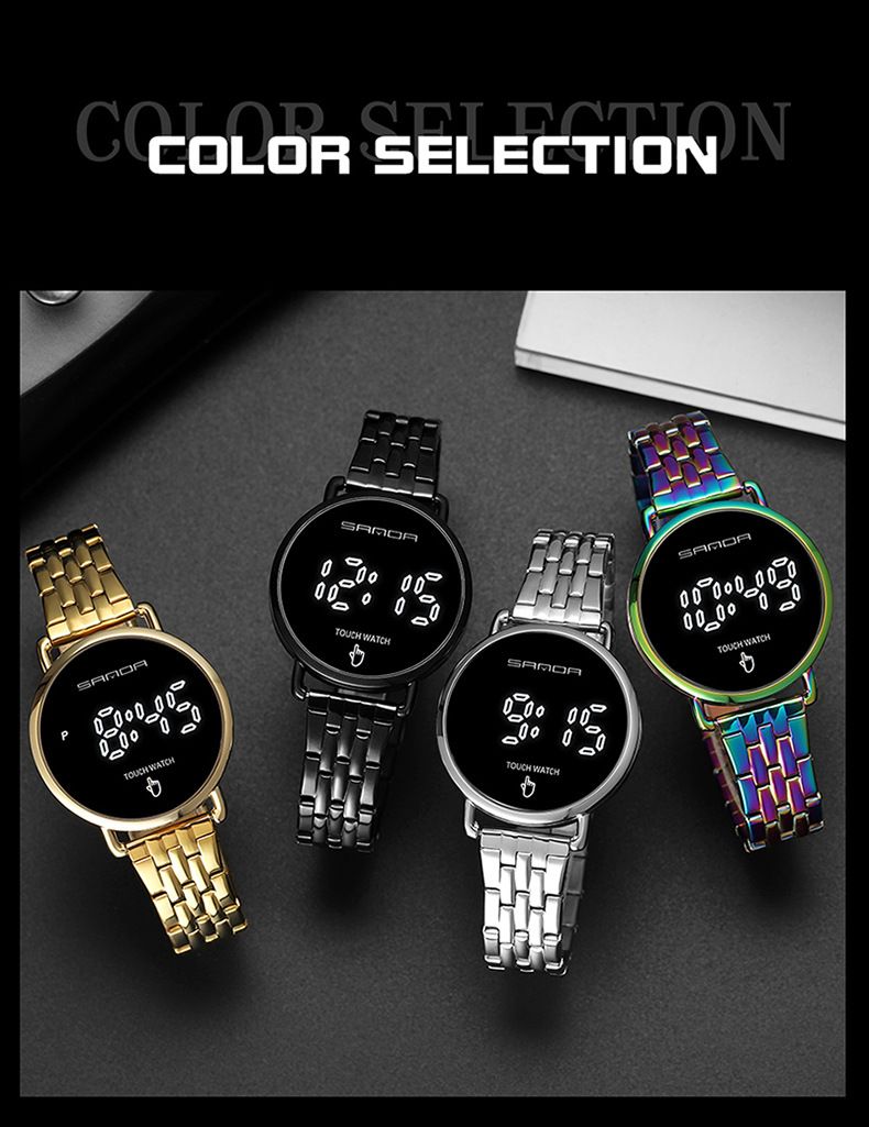 Orologio sportivo digitale da uomo e da donna con cinturino in acciaio inossidabile, impermeabile, display 24 ore e design minimalista. Orologio digitale semplice._voghion.com