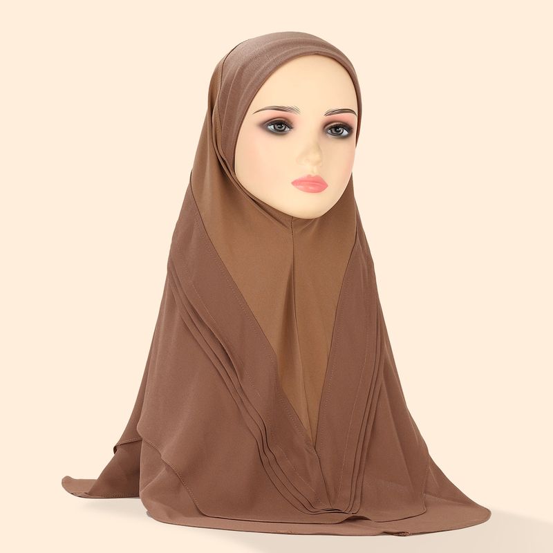Lenço de cabeça plissado de camada dupla hijab feminino, chiffon de linho cristalino, três cores, chapéu feminino, xale confortável e respirável_voghion.com