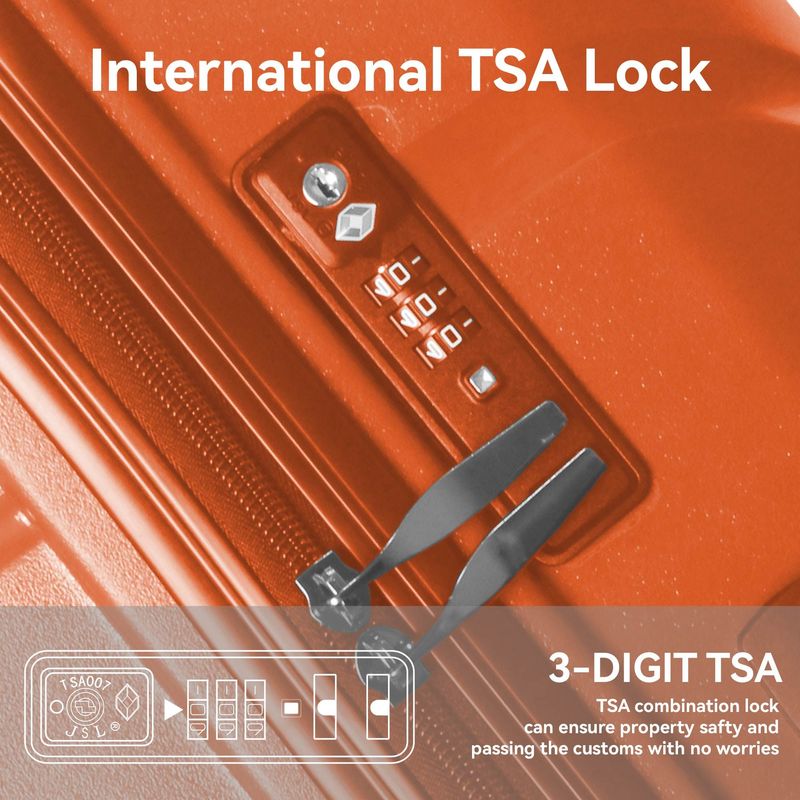 3-Piece Luggage Sets (20", 24", 28"), Suitcase With Wheels, Hardside Suitcase With Four Spinner Wheels And Scratch-Resistant Surface, Orange_voghion.com