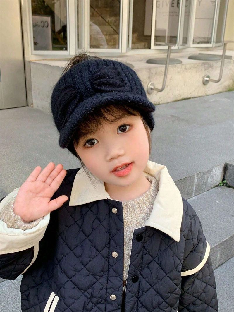 Kanner Strickkapp Meedercher Baseballkapp 2023 Hierscht Wanter Waarm Baby Rand Beanie Strickmütz, 50-55cm/3-12 Joer_voghion.com