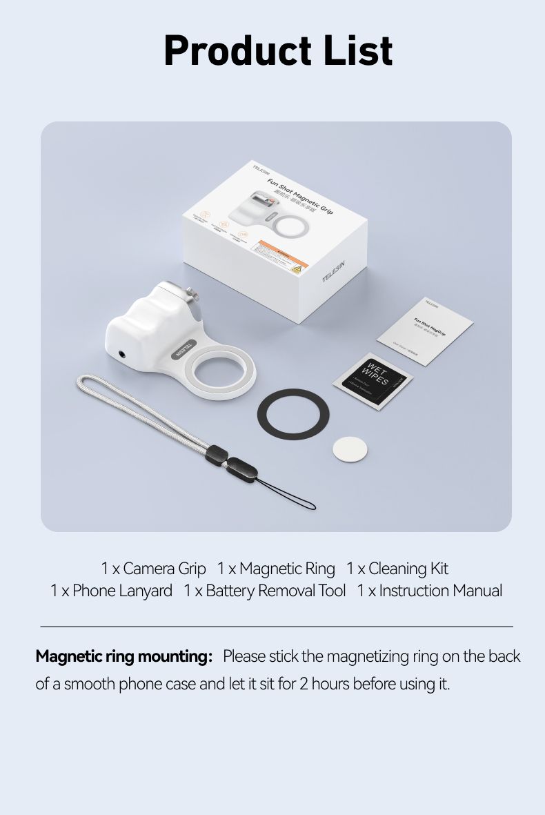 Fun Shot Magnetic Grip, Ergonomic Style Phone Camera Grip With Detachable Remote, Expandable Functionality For_voghion.com