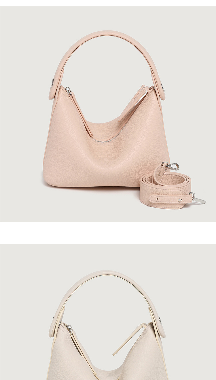 High quality soft leather carrying lunch box bag for women, Boston solid color niche pillow bag, crossbody bag, underarm bag for women_voghion.com