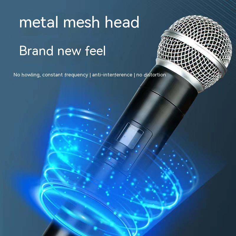 Sistema con micrófono inalámbrico UHF profesional, micrófono inalámbrico dinámico de mano Dual con pantalla LCD para fiesta_voghion.com