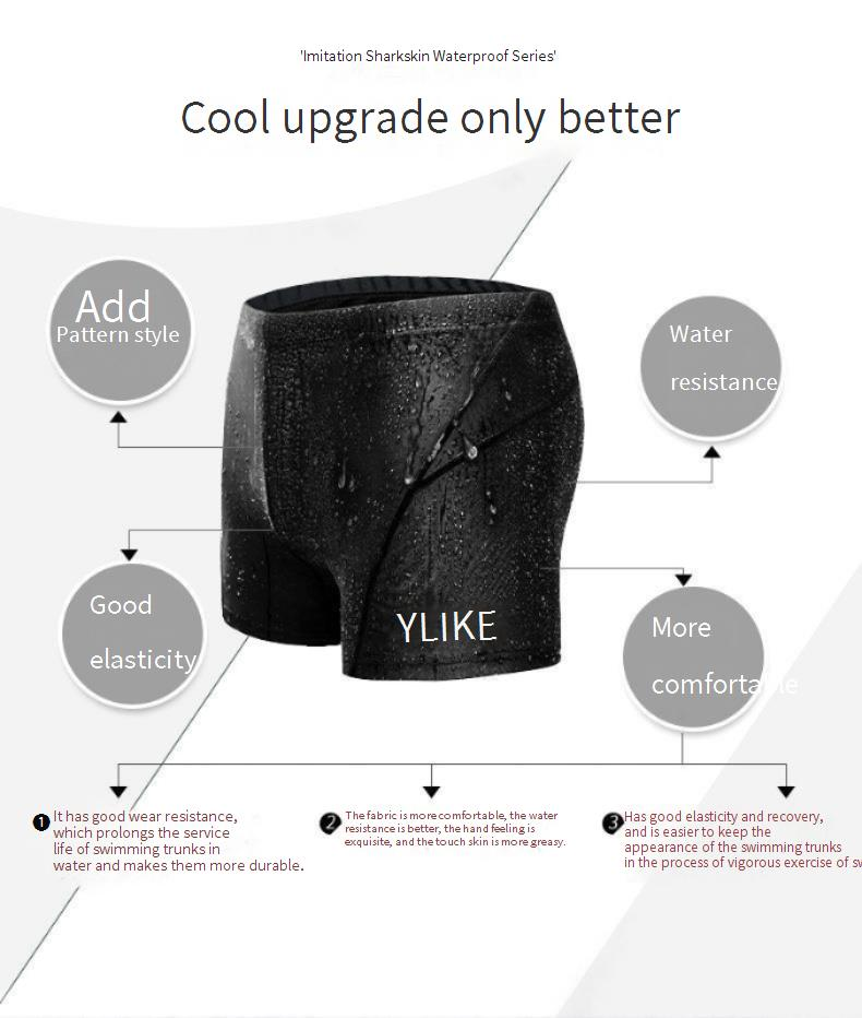 Maillots de bain deux pièces Yuke pour hommes, maillot de bain grande taille en peau de requin, short de bain imperméable à lacets et à séchage rapide_voghion.com