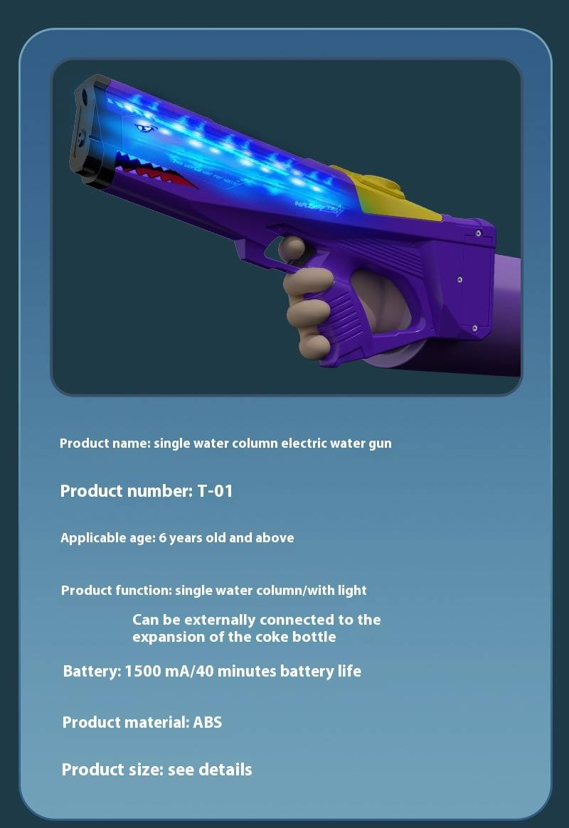 Automatisk elektrisk vandpistol med LED-lys - Højkapacitets kontinuerlig sprøjtepistol til strand- og udendørsleg (vandlegetøj til drenge)_voghion.com