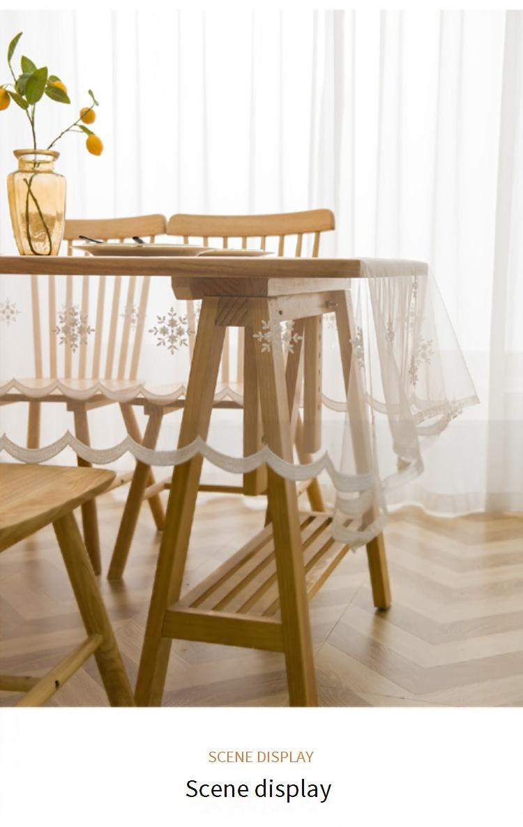 Wit kanten tafelkleed - Franse landelijke stijl met opengewerkt ontwerp (rechthoekige fotografieachtergrond, eettafelkleed, boerderij- en Scandinavische inrichting)_voghion.com